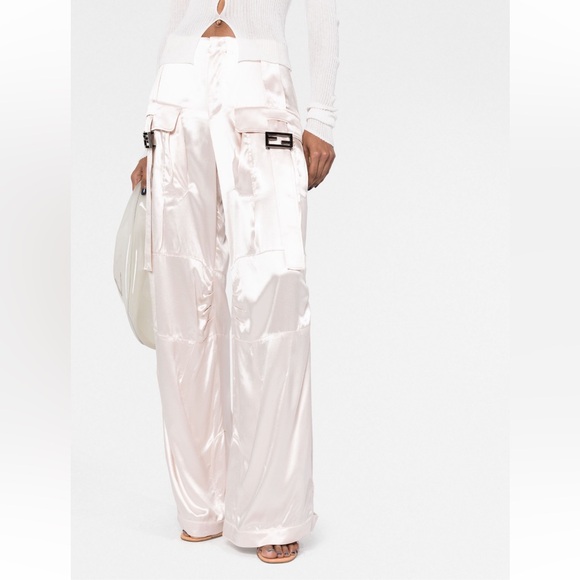 Fendi FF Baguette Buckle Embellished Satin Cargo Pants - Picture 5 of 13